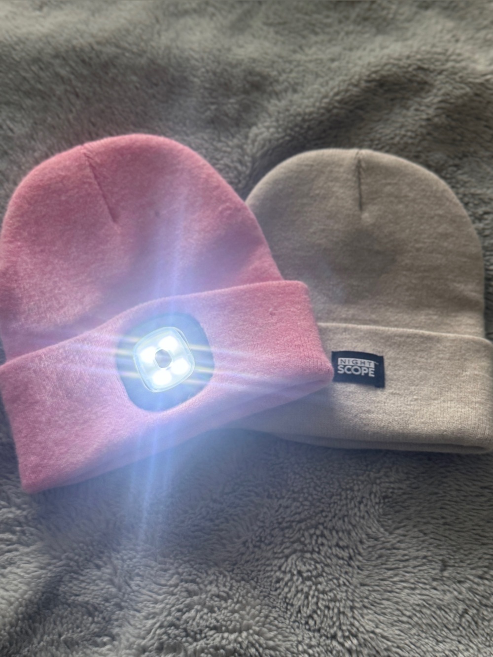 BUNDLE LED Beanie Hat - Pink & Off White